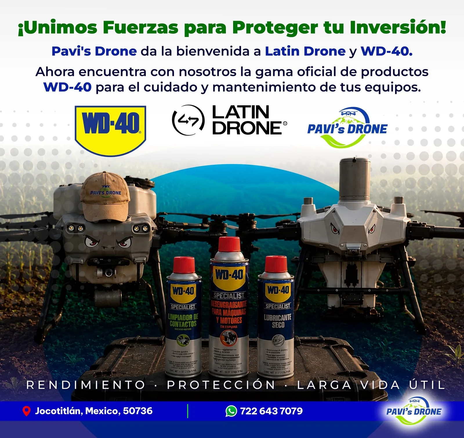 Drones agrícolas y productos de mantenimiento