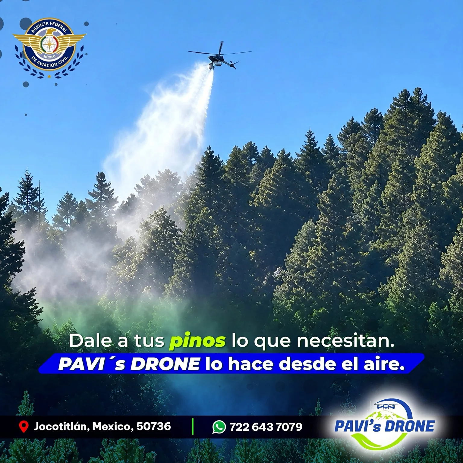 Aspersión aérea sobre zona forestal